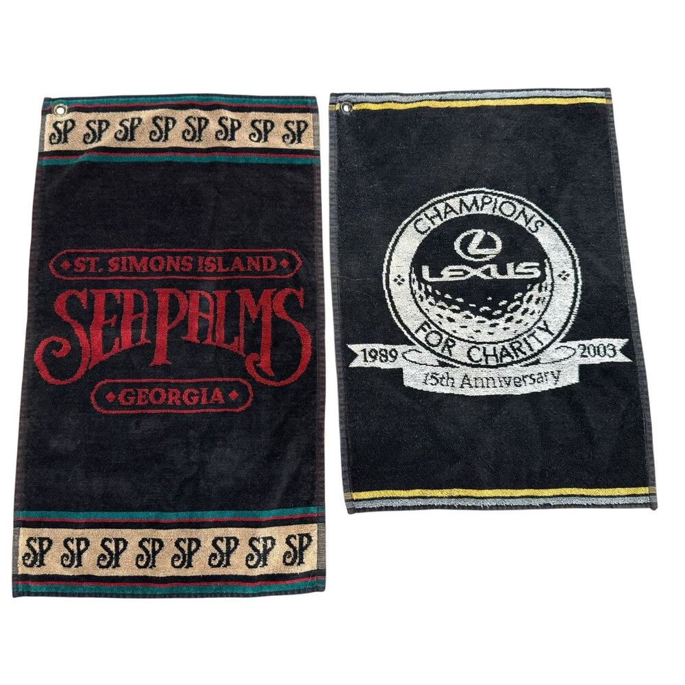 Lot Of 2 - Vintage Golf Bag Towels Sea Palms Georgia / Lexus 15th Anniversary